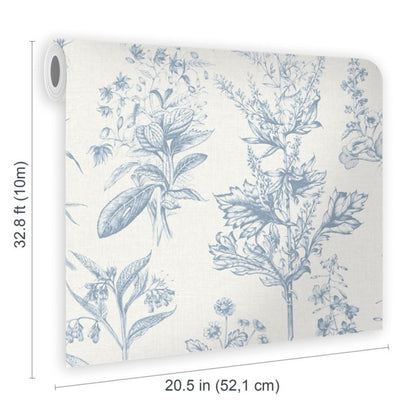 Superfresco Easy Herbarium Sky blå nonwoven tapet