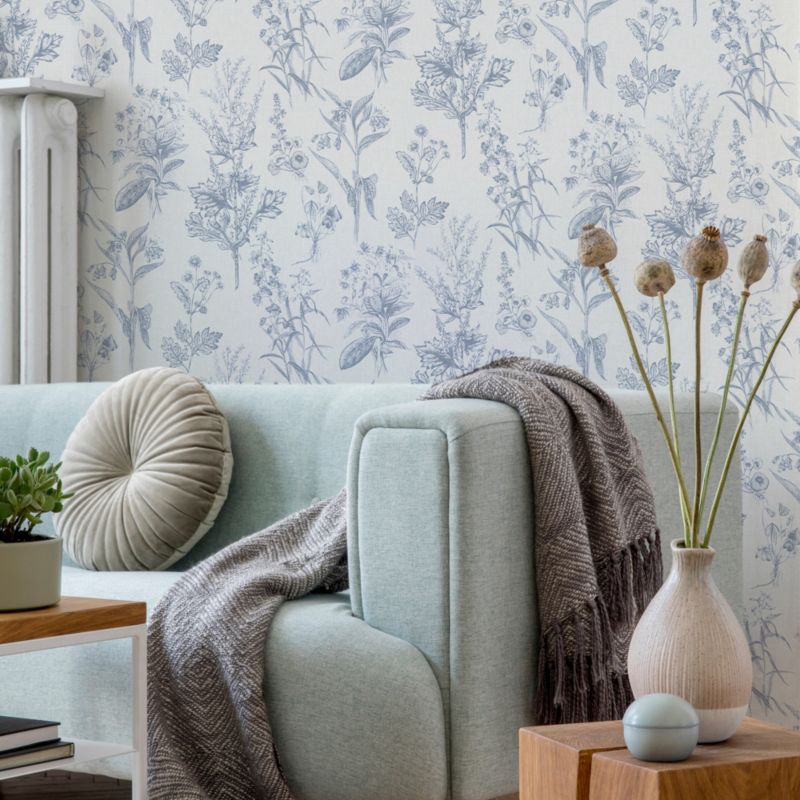 Superfresco Easy Herbarium Sky blå nonwoven tapet
