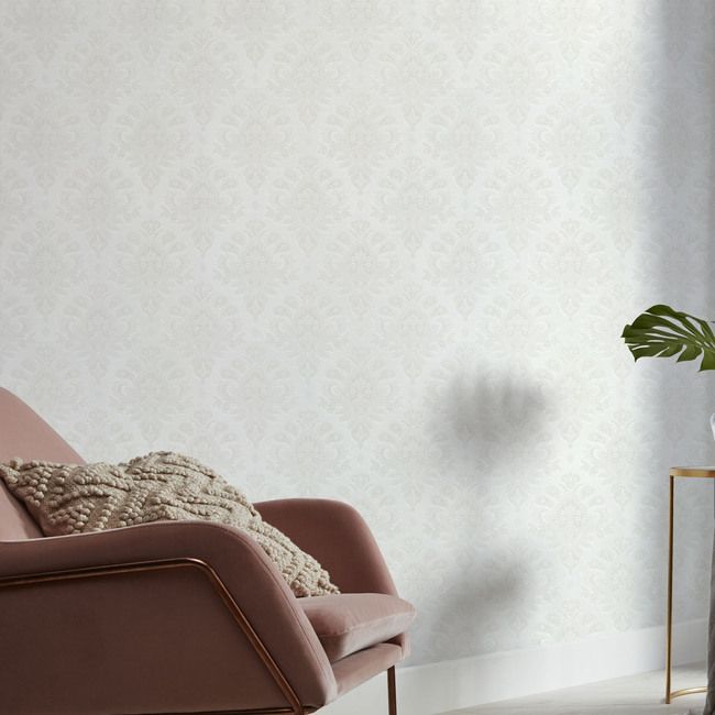 GoodHome Abeli hvid vinyltapet på nonwoven