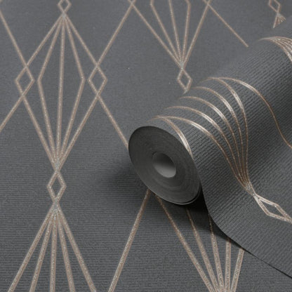 Vinyltapet på nonwoven GoodHome Ajuga sort
