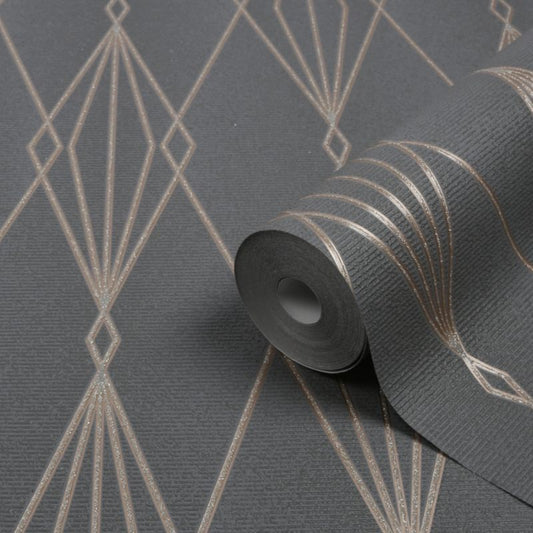 Vinyltapet på nonwoven GoodHome Ajuga sort