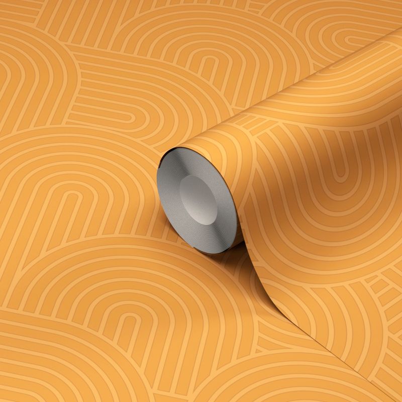 Vinyltapet på non-woven GoodHome Arch Geo i sennepsgul