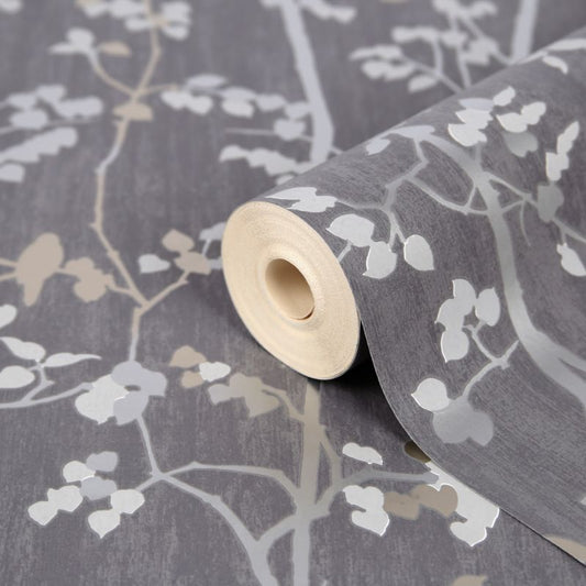 Vinyltapet på nonwoven GoodHome Bromus mørkegrå
