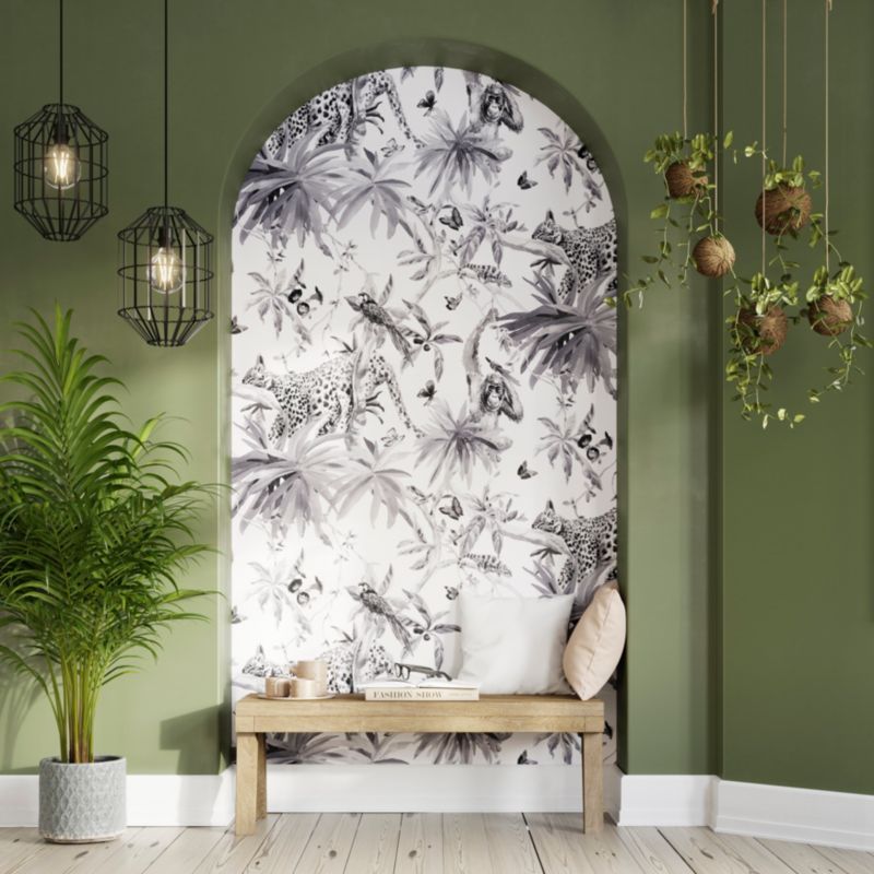 GoodHome Howlit vinyltapet på nonwoven i sort/hvid