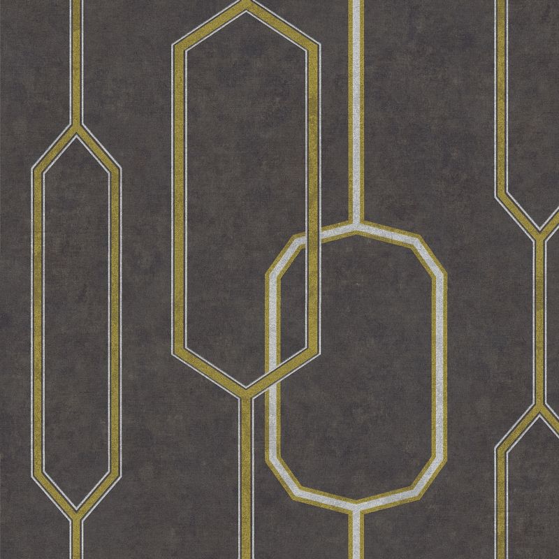 Vinyltapet på nonwoven GoodHome Leucie sort‑guld