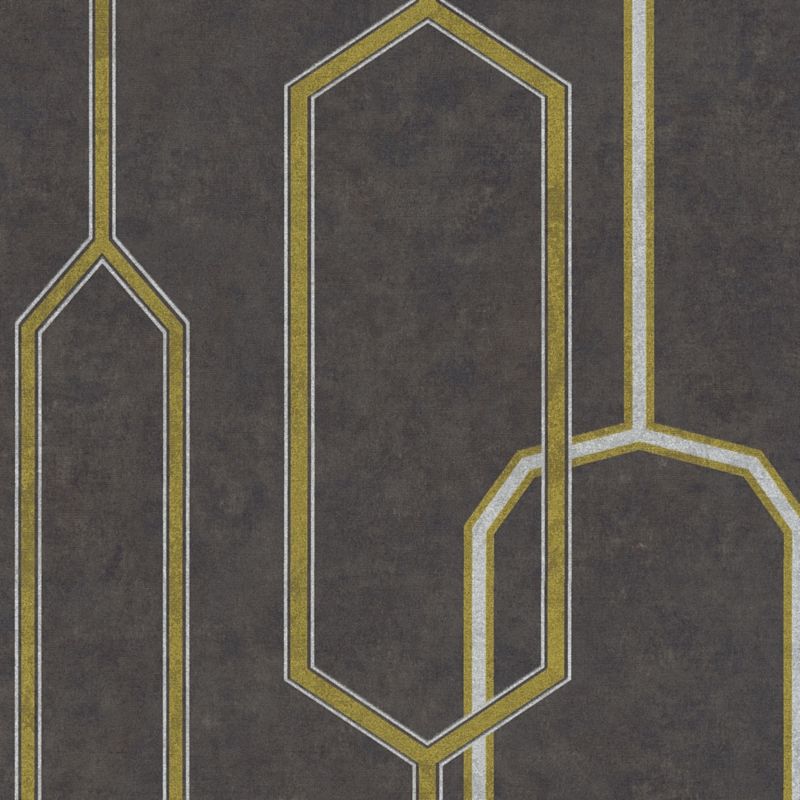 Vinyltapet på nonwoven GoodHome Leucie sort‑guld