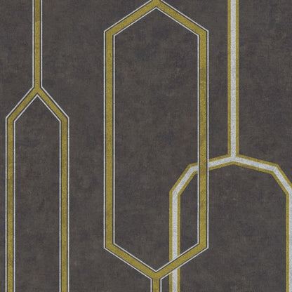 Vinyltapet på nonwoven GoodHome Leucie sort‑guld