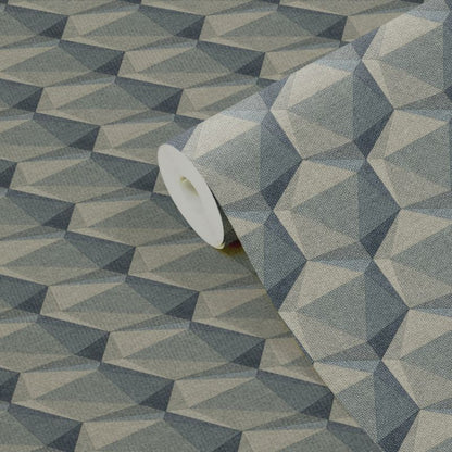 GoodHome Molta vinyltapet på nonwoven baggrund i grå-grøn