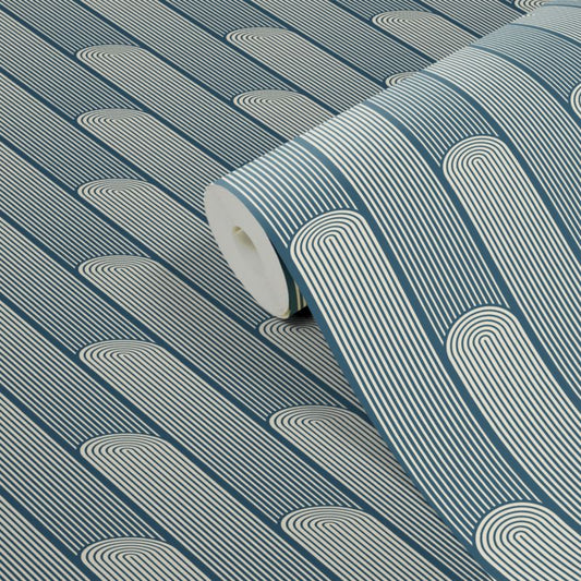 GoodHome Pawnee vinyltapet på non-woven baggrund i blå