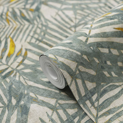 GoodHome Perod vinyltapet på nonwoven i beige og turkis