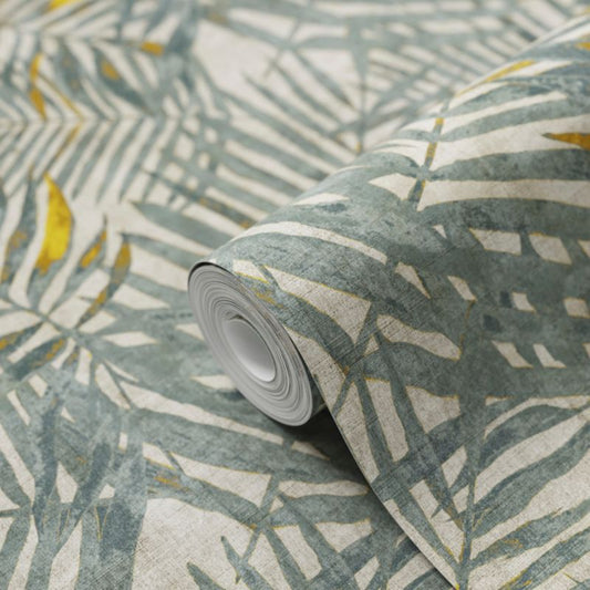 GoodHome Perod vinyltapet på nonwoven i beige og turkis