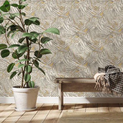GoodHome Perod vinyltapet på non-woven i beige-gul