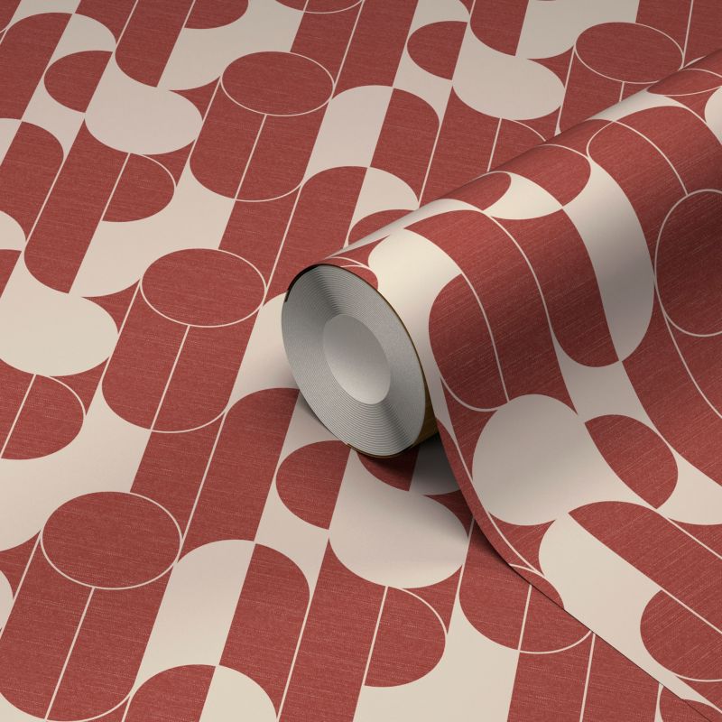 GoodHome Round Geo terrakotta vinyltapet på non-woven
