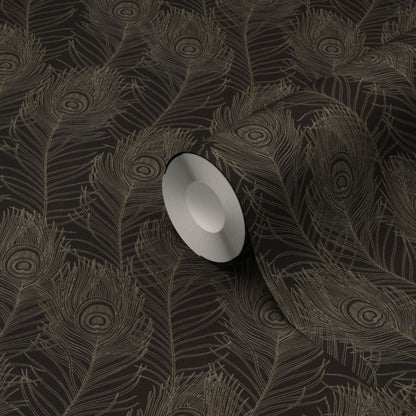 GoodHome Sedef sort vinyltapet på non-woven