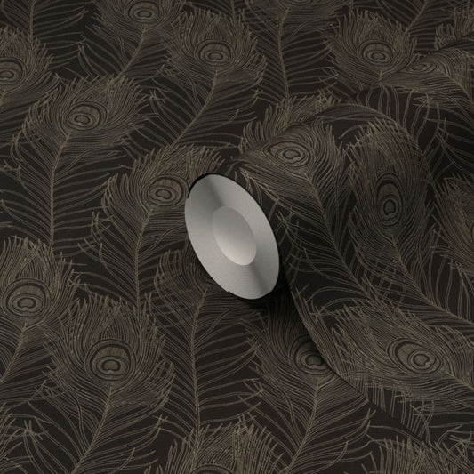 GoodHome Sedef sort vinyltapet på non-woven