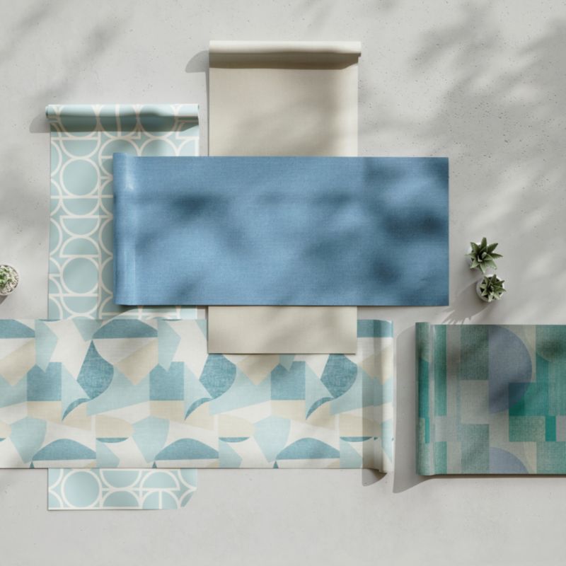 GoodHome Shadows Geo blå vinyltapet på non-woven