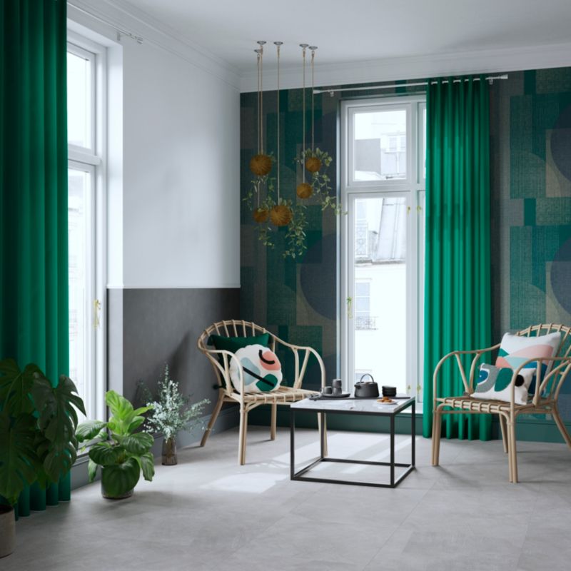 GoodHome Shadows Geo blå vinyltapet på non-woven
