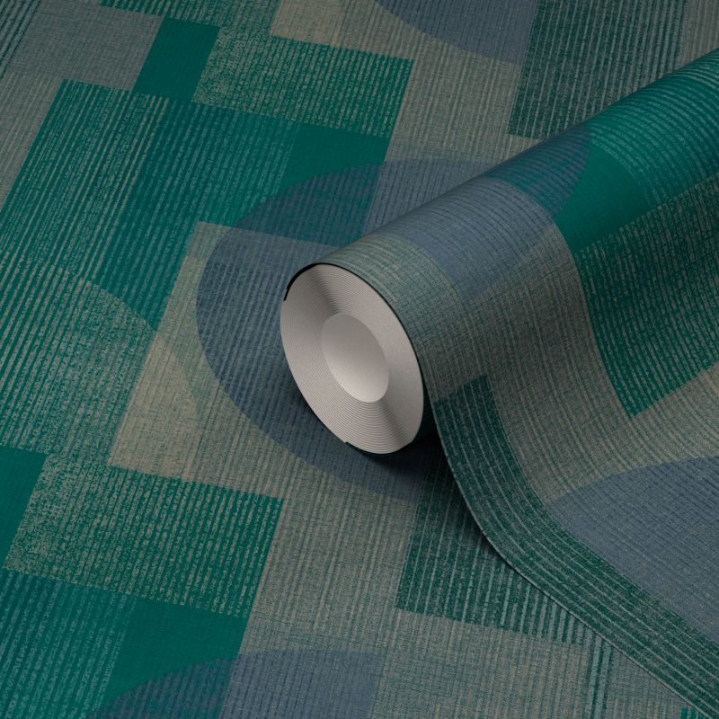 GoodHome Shadows Geo blå vinyltapet på non-woven