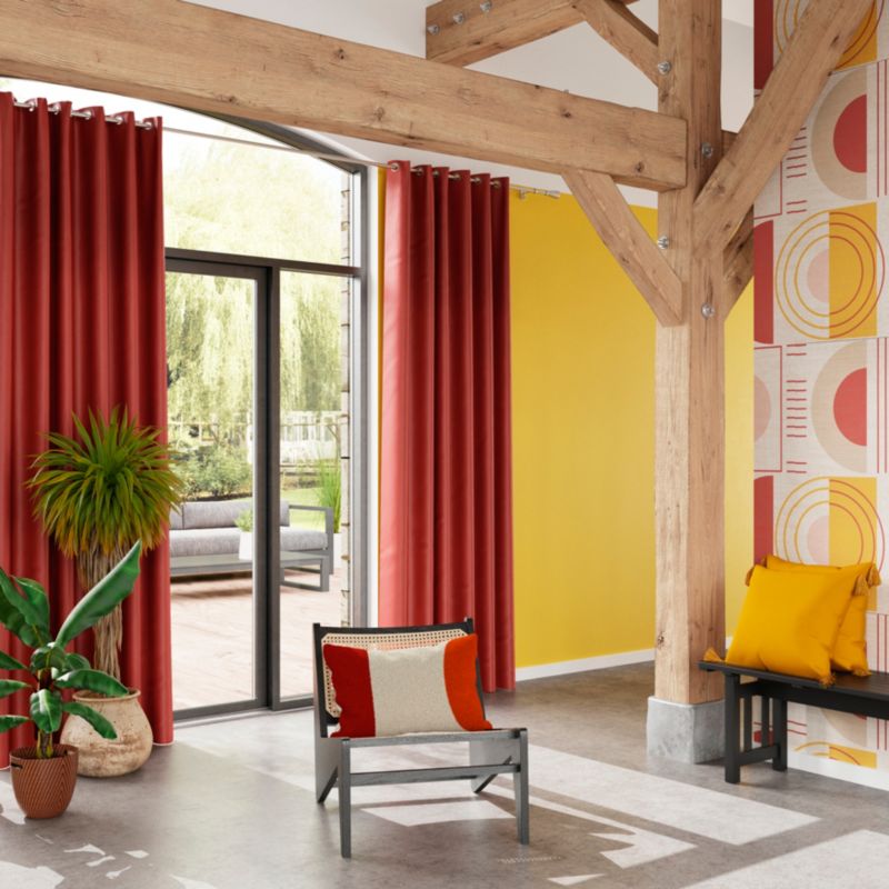 Vinyltapet på nonwoven GoodHome Sunset okker / ravfarvet