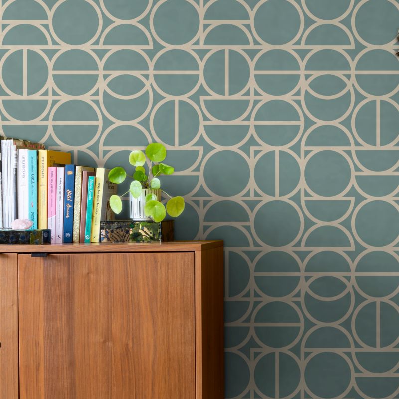 Vinyltapet på non-woven GoodHome Unique Geo lys grøn