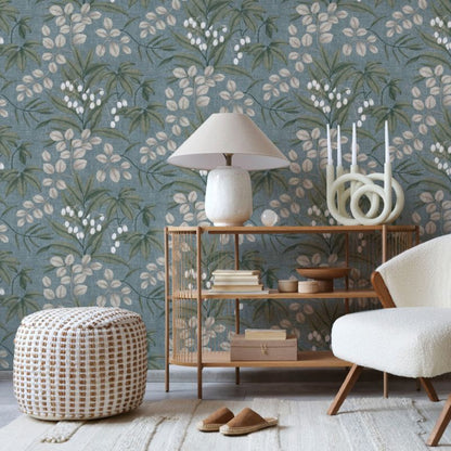 Superfresco Easy Floral blå vinyltapet på nonwoven