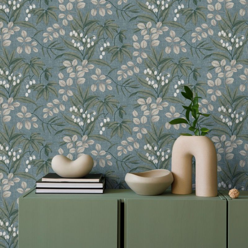 Superfresco Easy Floral blå vinyltapet på nonwoven