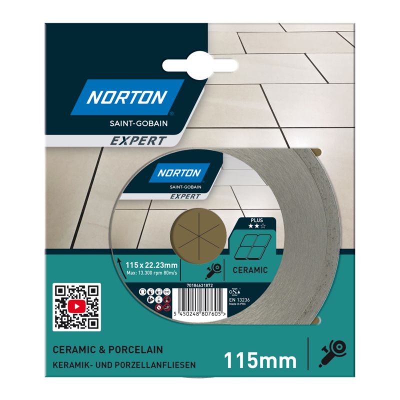 Norton Expert diamantklinge til keramik 115 x 22,23 mm