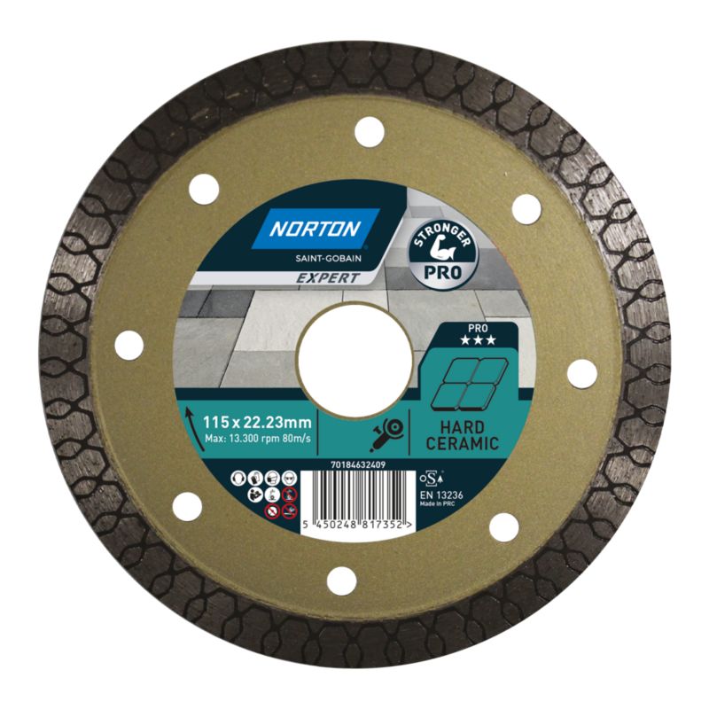 Norton Pro diamantklinge til klinker 115 x 22,23 mm
