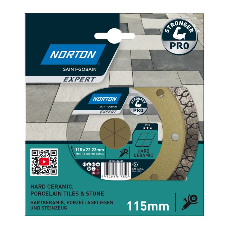 Norton Pro diamantklinge til klinker 115 x 22,23 mm