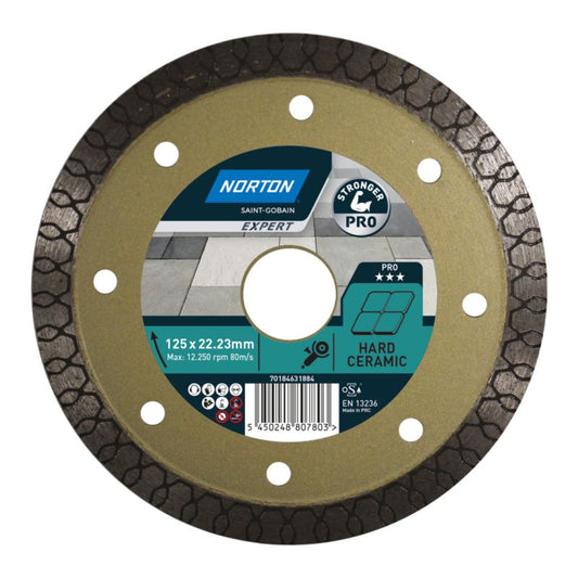 Norton PRO diamantklinge til porcelænsfliser 125 x 22,23 mm