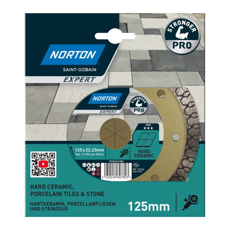 Norton PRO diamantklinge til porcelænsfliser 125 x 22,23 mm