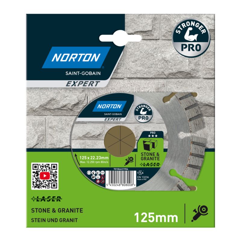 Norton Pro Laser diamantklinge til hårde materialer 125 x 22,23 mm