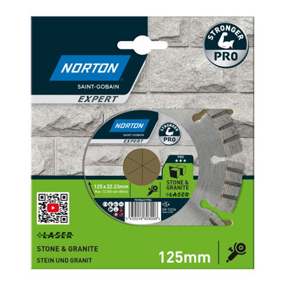 Norton Pro Laser diamantklinge til hårde materialer 125 x 22,23 mm