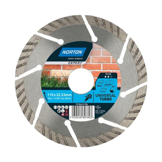 Norton Turbo universal diamantklinge 115 x 22,23 mm