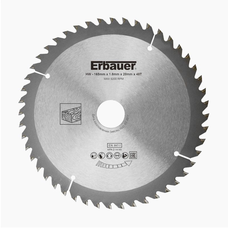Erbauer træcirkelsavklinge 165 x 20/16 mm 48T