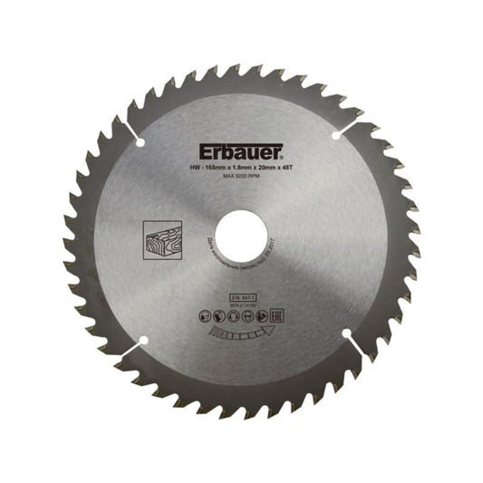 Erbauer træcirkelsavklinge 165 x 20/16 mm 48T
