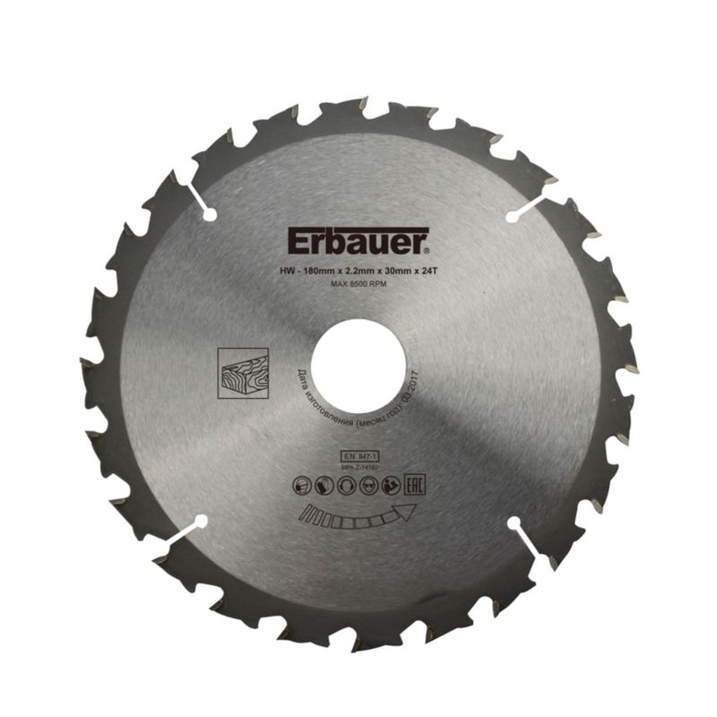 Erbauer træskæreskive 180 x 30/20/16 mm 24T