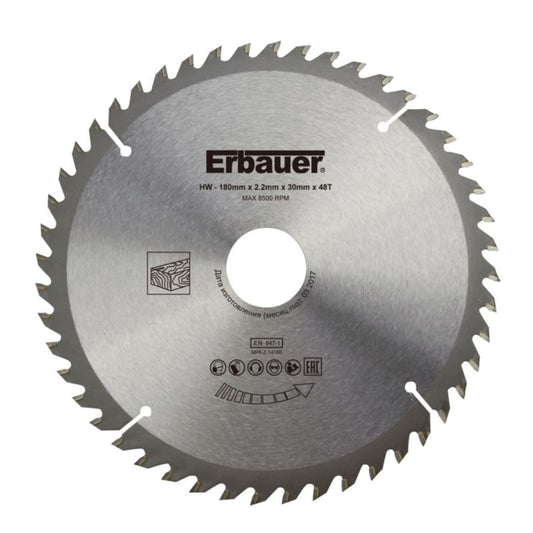 Erbauer træskæreskive 180 x 30/20/16 mm 48T