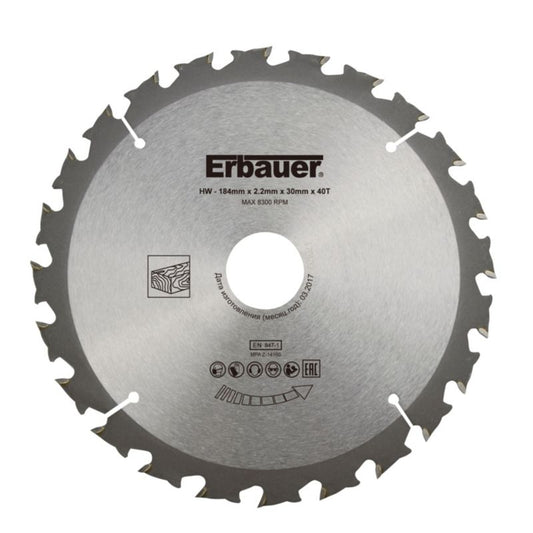 Erbauer træcirkelsavklinge 184 x 30/20/16 mm 40T