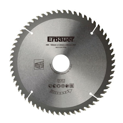 Erbauer træcirkelsavklinge 184 x 30/20/16 mm 60T