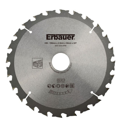 Erbauer træcirkelsavklinge 190 x 30/25/20/16 mm 24T