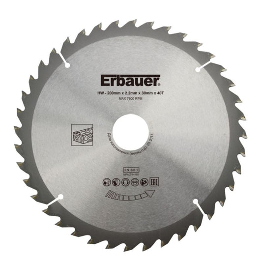 Erbauer træcirkelsavklinge 200 x 30/20/16 mm 40T