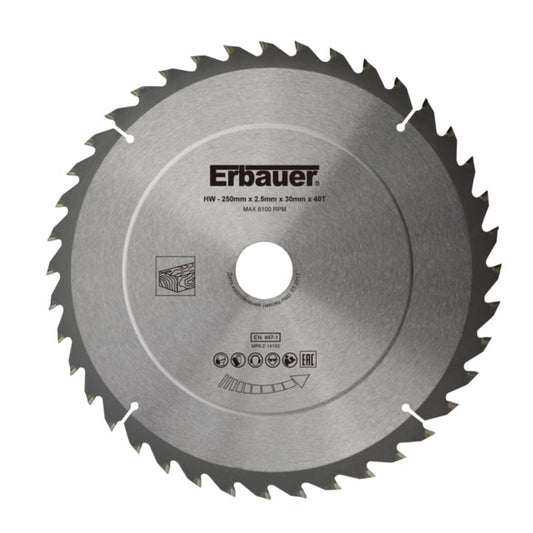 Erbauer træcirkelsavklinge 250 x 30/25/20/16 mm 40T