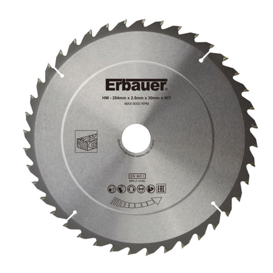 Erbauer træcirkelsavklinge 254 x 30/25/20/16 mm 40T