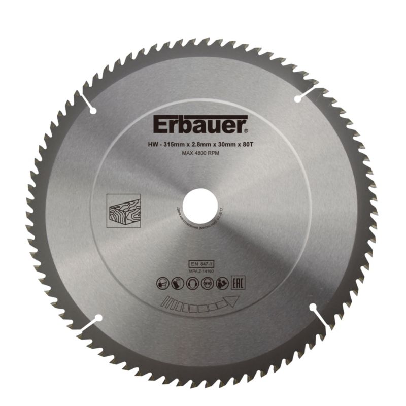 Erbauer træskæreskive 315 x 30 mm 80T