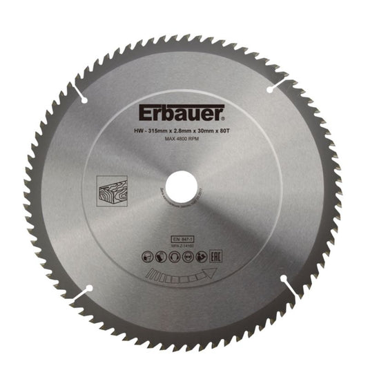 Erbauer træskæreskive 315 x 30 mm 80T