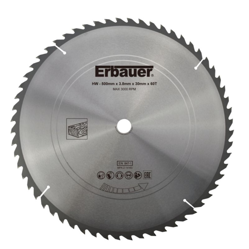 Erbauer træskæreskive 500 x 30 mm 60T
