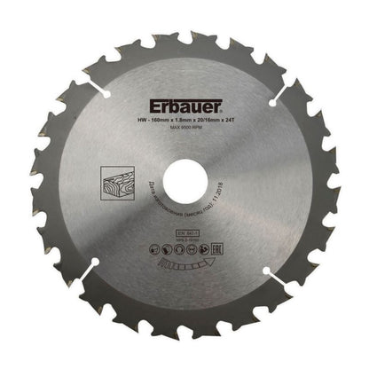 Erbauer træcirkelsavklinge Ø 160 x 20/16 mm 24T