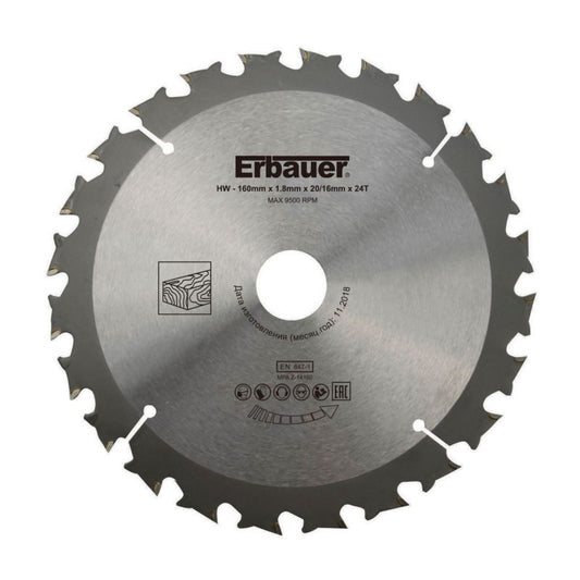 Erbauer træcirkelsavklinge Ø 160 x 20/16 mm 24T