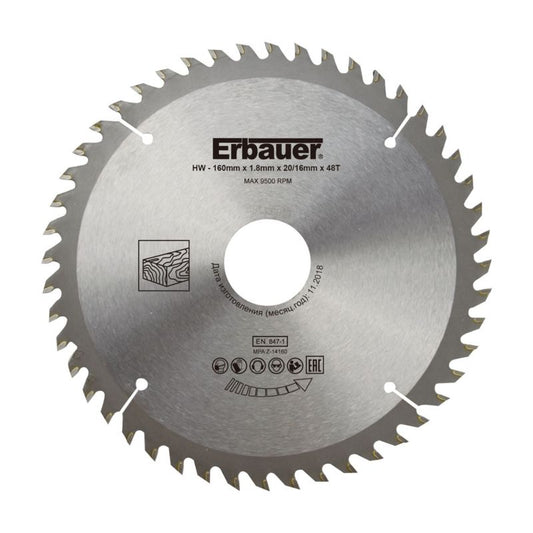 Erbauer træskæreskive Ø 160 x 20/16 mm 48T